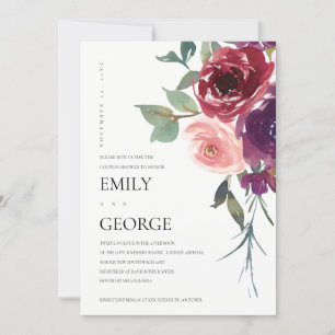 BLUSH MARSALA PINK ROSE FLORAL COUPLE SHOWER CARD