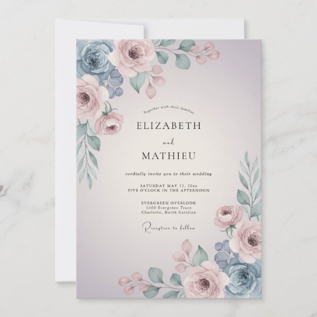 Blush Mauve Artistic Spring Wedding Invitation (Front)