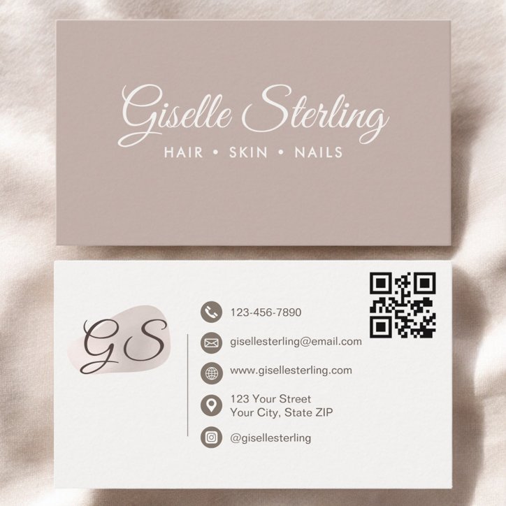 Blush Mauve Modern Elegant QR Code Business Card