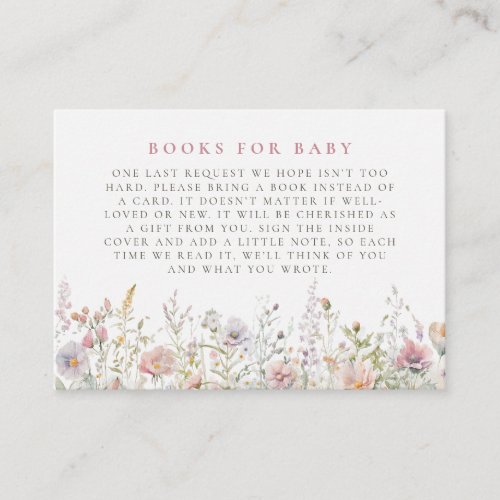 Blush Meadow Baby Shower Books for Baby Enclosure Card