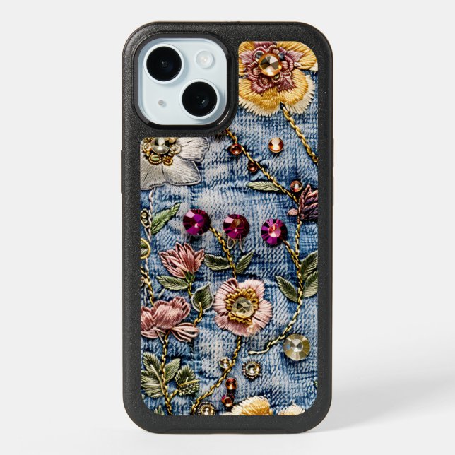 Blush Meadow Illumination Denim Dream Texture iPhone 15 Case (Back)