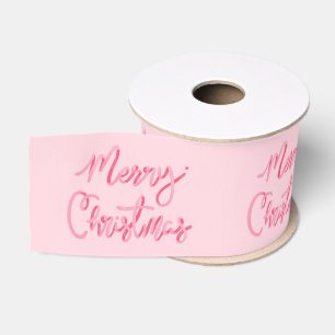 Blush Merry Christmas Script Grosgrain Ribbon