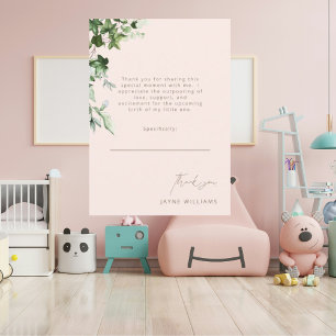 Blush Message Ivy Baby Shower Thank You  Card