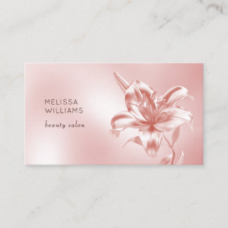 Blush Metallic 3D Lily Flower Business Card