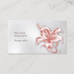 Blush Metallic 3D Lily Flower Business Card