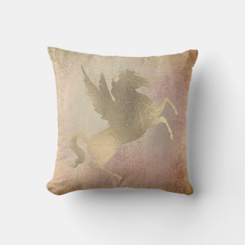 Blush Metallic Foxier Rose Gold Horse Painting Throw Pillow