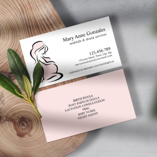 Blush  Midwife Doula Pregnant Woman Belly Business Card