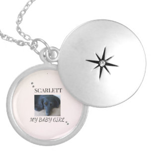 Blush Minimal Pet Photo with Paw Prints Locket Necklace