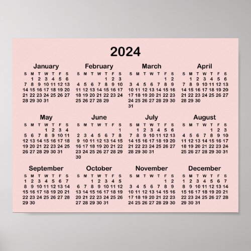 Blush Minimalist 2024 Calendar Poster