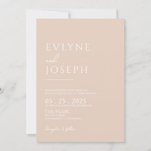 Blush Minimalist Boho Chic Neutral Photo Wedding Invitation