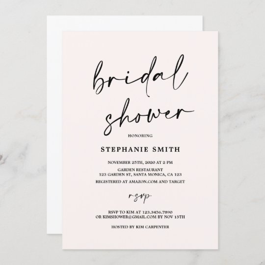 Blush minimalist Bridal Shower Invitation | Zazzle.com