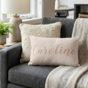 Blush Minimalist Calligraphy Personalized Name  Accent Pillow