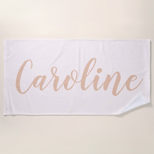 Blush Minimalist Calligraphy Personalized Name  Beach Towel