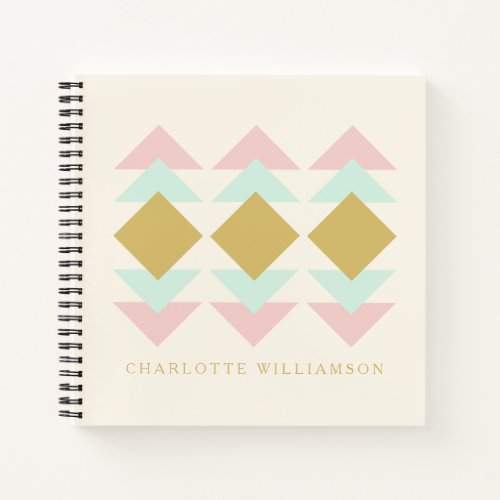 Blush Mint and Gold Geometric Art Personalized  Notebook