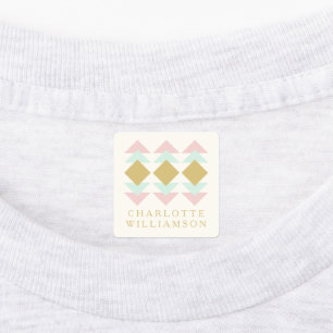 Blush Mint and Gold Geometric Personalized Name Labels