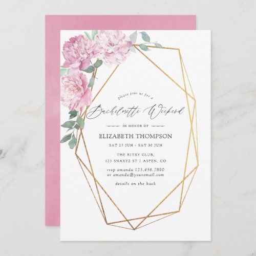 Blush  Mint Geometric Floral Bachelorette Weekend Invitation