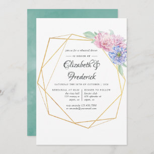Blush & Mint Geometric Floral Rehearsal Dinner Invitation