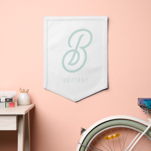 Blush Mint Monogram Custom Name Baby Nursery Pennant