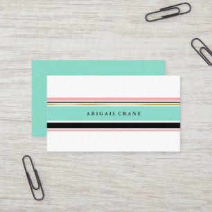 Blush & Mint Stripes Elegant Business Card