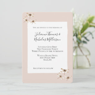 Blush Mocha Cream Dragonflies Wedding Invitation