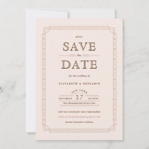 Blush Modern Art Deco Frame Wedding Save the Date