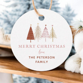 Blush Modern Christmas Tree Holiday Gift Tags