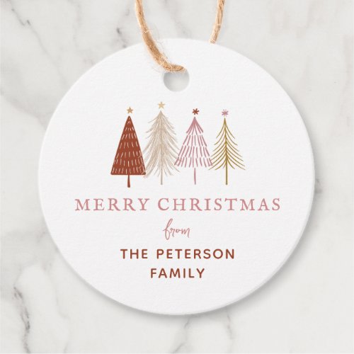 Blush Modern Christmas Tree Holiday Gift Tags