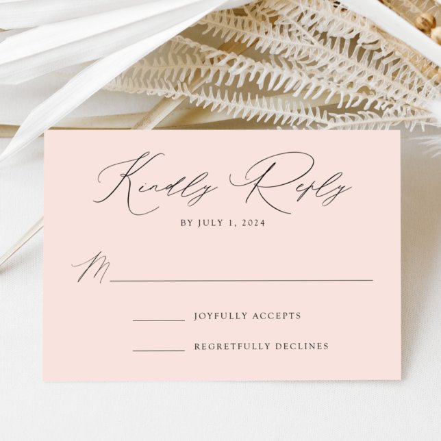 Blush Modern Elegance Wedding RSVP Card (Creator Uploaded)