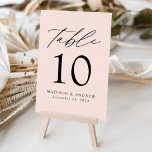 Blush Modern Elegance Wedding Table Number<br><div class="desc">Trendy, minimalist wedding table number cards featuring black modern lettering with "Table" in modern calligraphy script. The design features a blush background or a color of your choice. The design repeats on the back. To order the table cards: add your name, wedding date, and table number. Add each number to...</div>