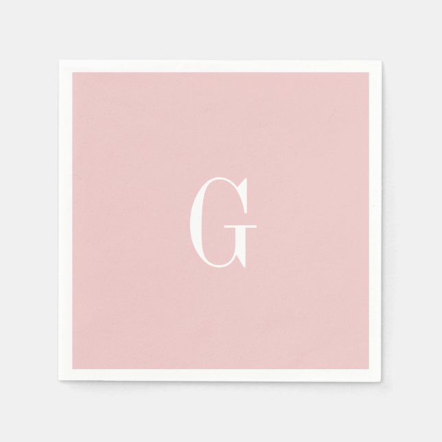 Blush Modern Elegant Monogram Wedding Simple Napki Napkins (Front)