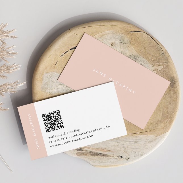 Blush | Modern Minimalist QR Code Business Card (Creator Uploaded)
