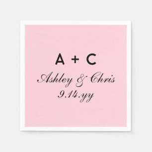 Blush Modern Personalized Wedding Reception Favor Napkins