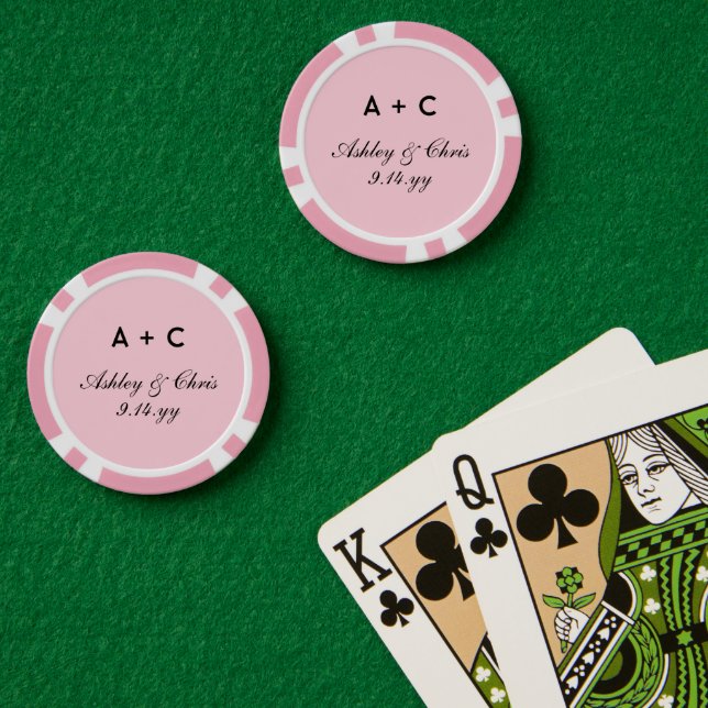 Blush Modern Personalized Wedding Reception Favor Poker Chips (Poker Table (Double))