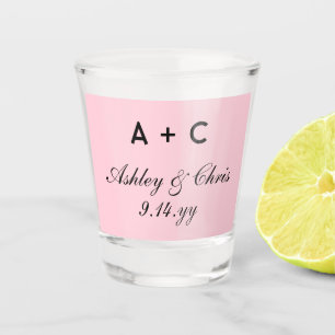 Blush Modern Personalized Wedding Reception Favor Shot Glass