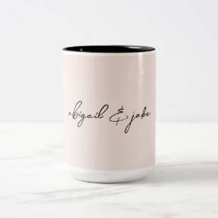 Blush Modern Script Couple Names Two-Tone Coffee Mug
