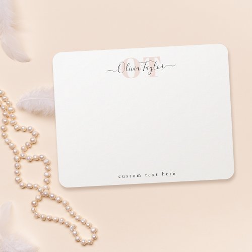 Blush Modern Script Personalized Stationery Note Card