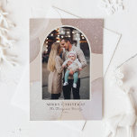 Blush Modern Shimmering Shapes Photo Christmas Holiday Card