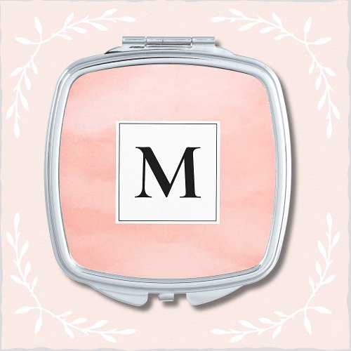 Blush Monogram Bridesmaid Custom Compact Mirror