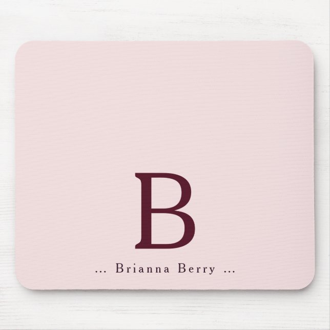 Blush Monogram Elegant Mouse Pad (Front)