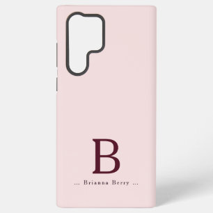 Blush Monogram Elegant Samsung Galaxy S22 Ultra Case