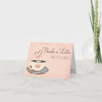 Blush Monogram Heart Coffee Cup Wedding Thank You by OccasionInvitations at Zazzle