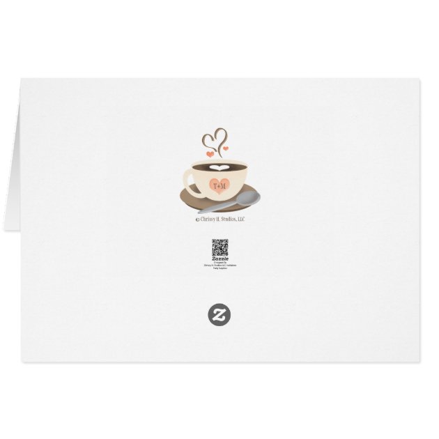 Blush Monogram Heart Coffee Cup Wedding Thank You Card