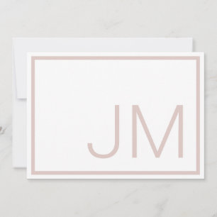 Blush Monogram Initials Thank You Flat Note Card