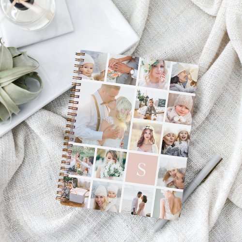 Blush Monogram Photo Collage Notebook