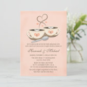 Blush Monogrammed Coffee Cup Heart Couples Shower Invitation (Standing Front)