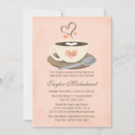 Blush Monogrammed Heart Coffee Cup Bridal Shower Invitation at Zazzle