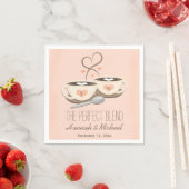 Blush Monogrammed Heart Coffee Cups Wedding Paper Napkins (Insitu)