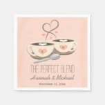 Blush Monogrammed Heart Coffee Cups Wedding Paper Napkins at Zazzle