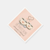 Blush Monogrammed Heart Coffee Cups Wedding Paper Napkins (Corner)