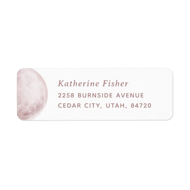 Blush Moon | Elegant Space Wedding Address Label (Front)